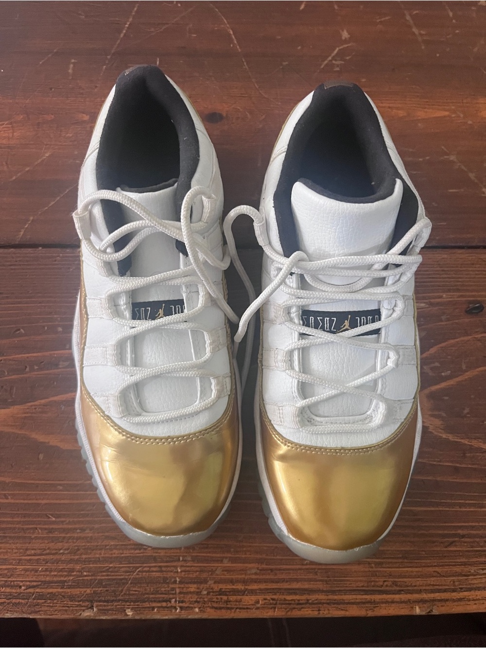Jordan Kids White and Gold Low-Top Sneakers